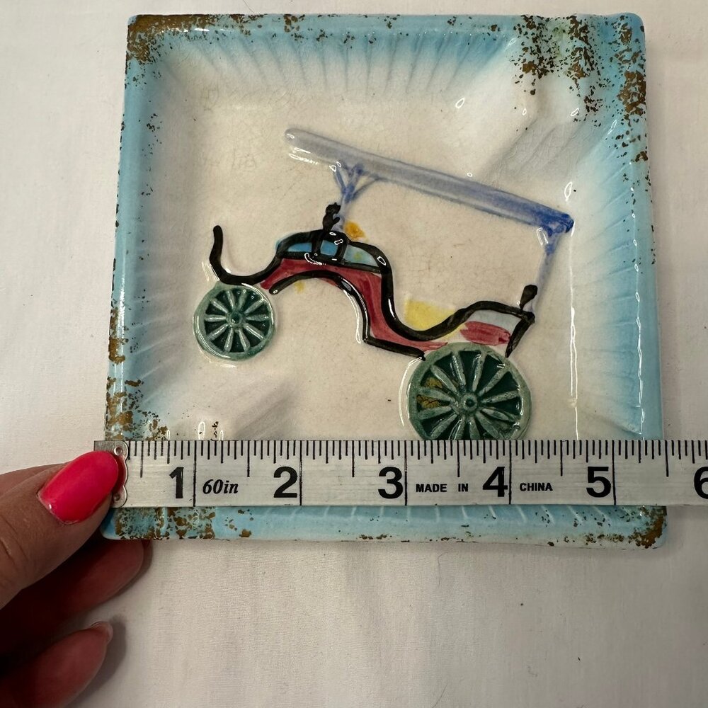 Vintage Ashtray Cigar/Cigarette Car/Cart, Ceramic, 5.5”, Unique Super Rare Find - Picture 10 of 11